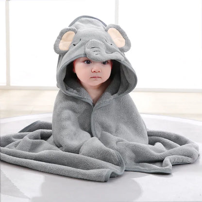 Cartoon Animal Baby Bath Towels Gray Elephant