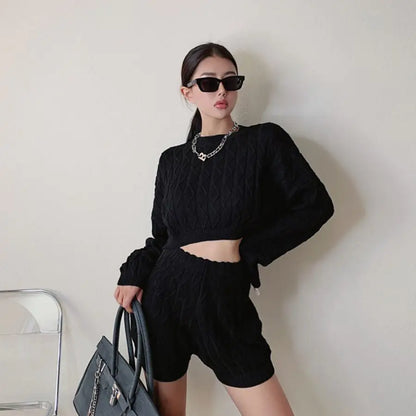 Natalia Two Piece Shorts Set Black Medium