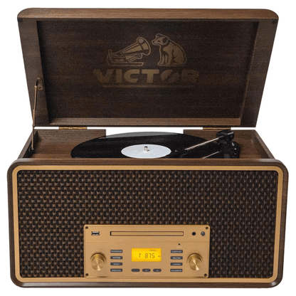 Victor Monument 8-in-1 Wood Music Center with 3-Speed Turntable & Dual Bluetooth- Jupiter Gear Home- {{Product type}}