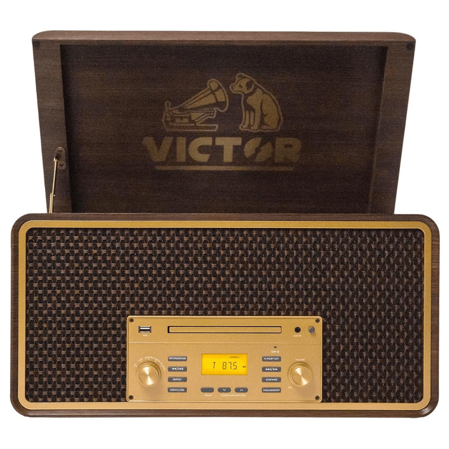 Victor Monument 8-in-1 Wood Music Center with 3-Speed Turntable & Dual Bluetooth- Jupiter Gear Home- {{Product type}}
