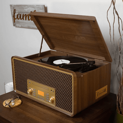 Victor Monument 8-in-1 Wood Music Center with 3-Speed Turntable & Dual Bluetooth- Jupiter Gear Home- {{Product type}}