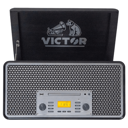 Victor Monument 8-in-1 Wood Music Center with 3-Speed Turntable & Dual Bluetooth