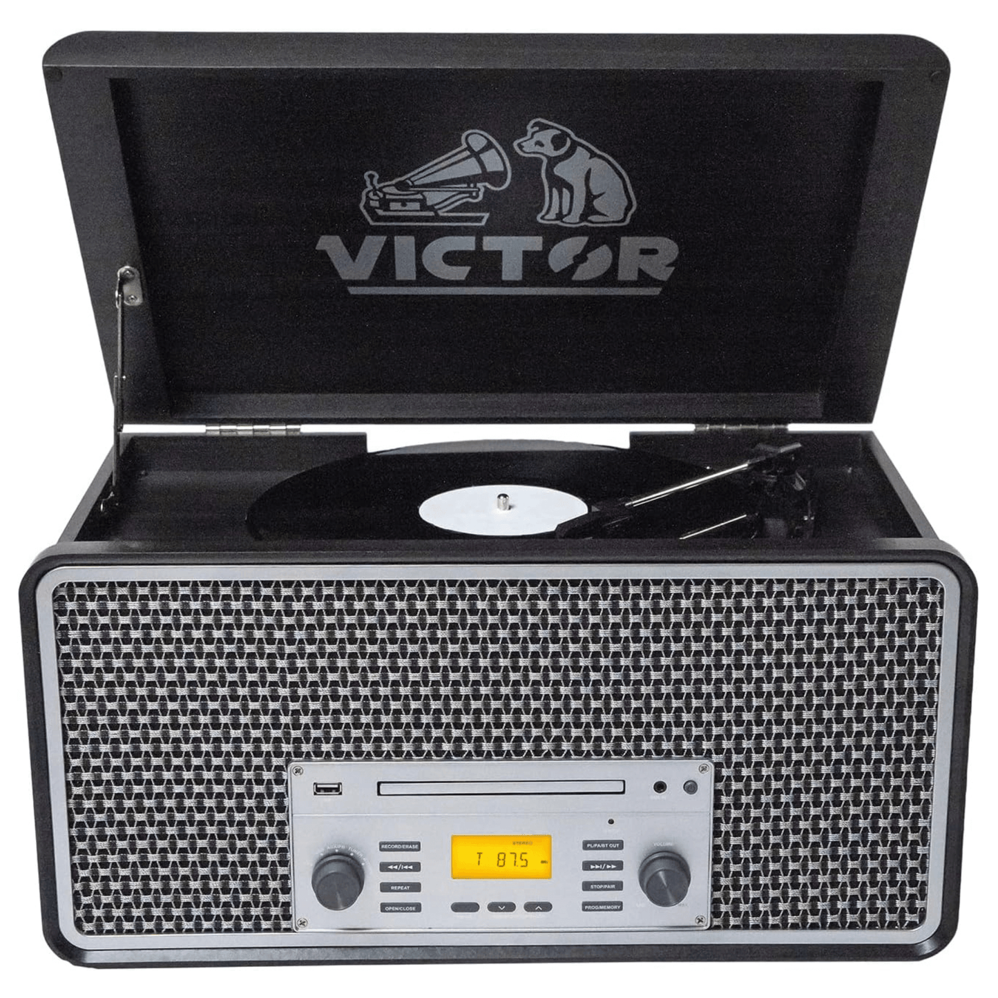 Victor Monument 8-in-1 Wood Music Center with 3-Speed Turntable & Dual Bluetooth- Jupiter Gear Home- {{Product type}}