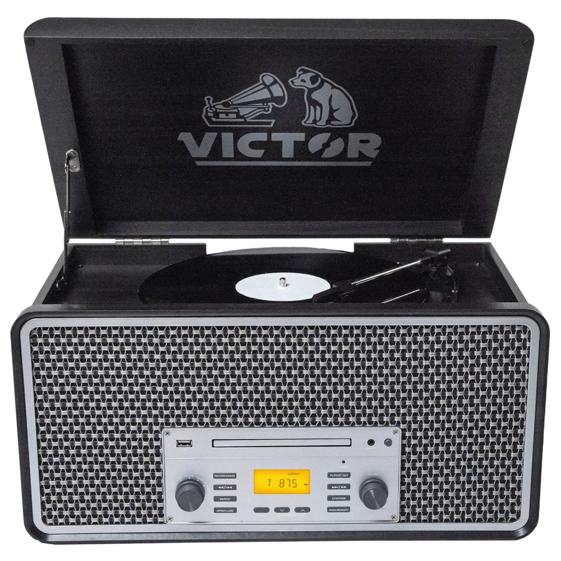 Victor Monument 8-in-1 Wood Music Center with 3-Speed Turntable & Dual Bluetooth- Jupiter Gear Home- {{Product type}}