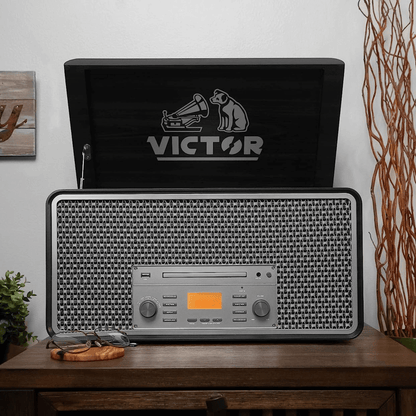 Victor Monument 8-in-1 Wood Music Center with 3-Speed Turntable & Dual Bluetooth- Jupiter Gear Home- {{Product type}}