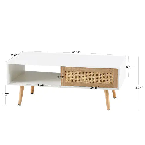 White Rattan Coffee Table - Kia Day Design