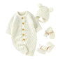 Baby Knit Set - Romper, Beanie, Mittens & Booties WHITE