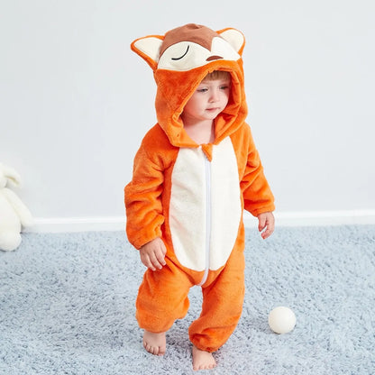 Cartoon Flannel Baby Rompers Fox