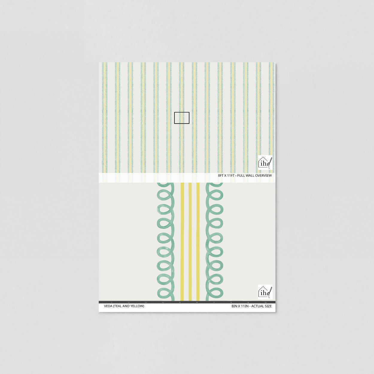 Veda (Teal and Yellow) Wallpaper - Sample - Wallpaper