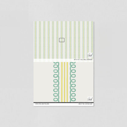 Veda (Teal and Yellow) Wallpaper - Sample - Wallpaper