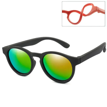 Kids Round Polarized Sunglasses red black