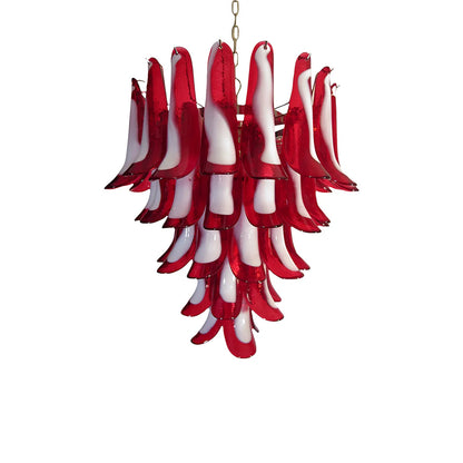 Vintage Red Murano Petals Chandelier - - Chandelier