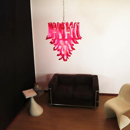 Vintage Red Murano Petals Chandelier - - Chandelier