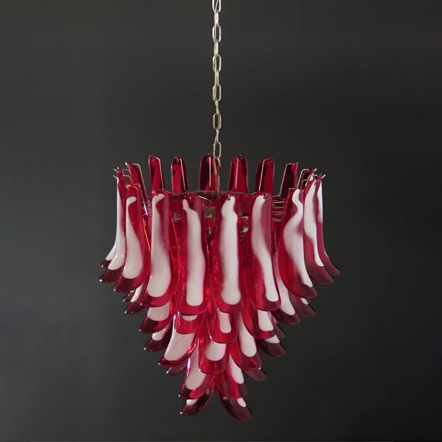 Vintage Red Murano Petals Chandelier - - Chandelier