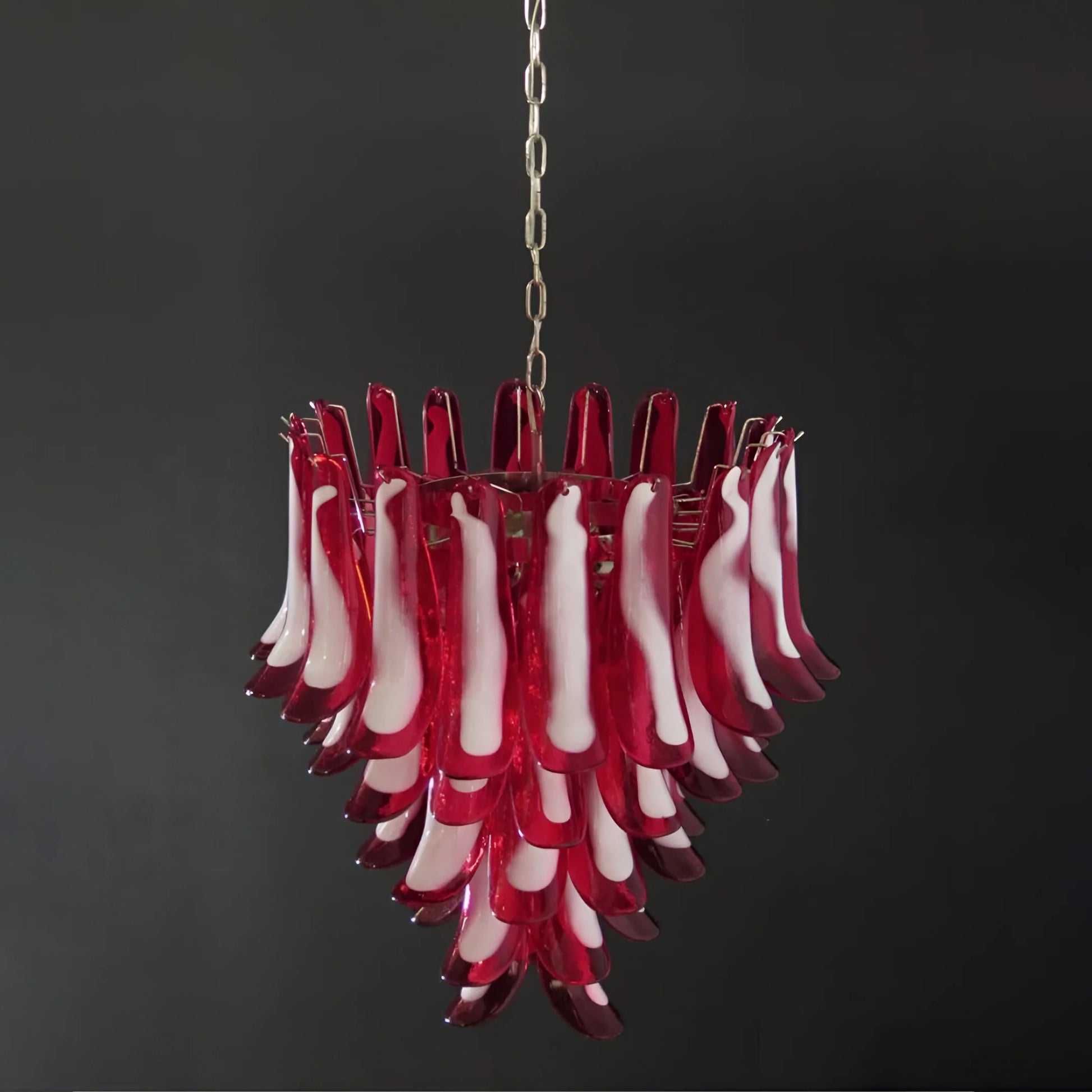 Vintage Red Murano Petals Chandelier - - Chandelier