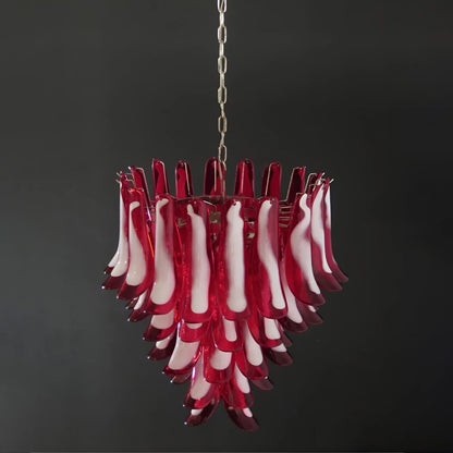 Vintage Red Murano Petals Chandelier - - Chandelier
