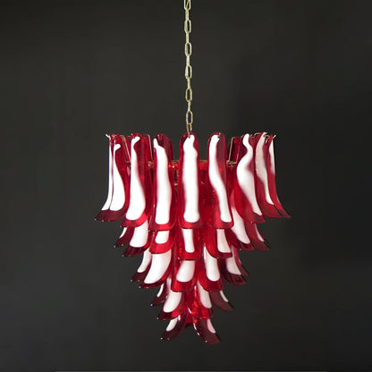 Vintage Red Murano Petals Chandelier - - Chandelier