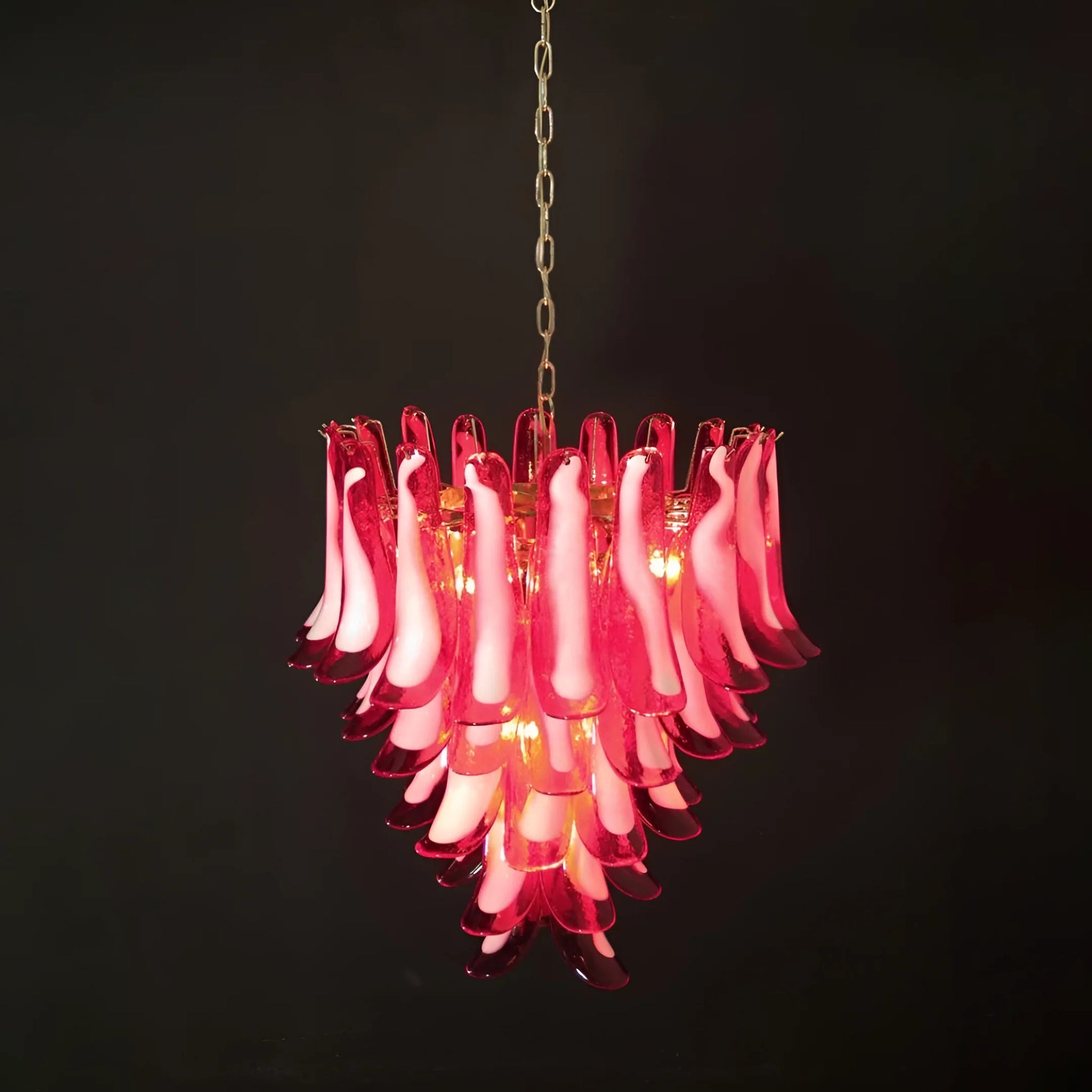 Vintage Red Murano Petals Chandelier - - Chandelier