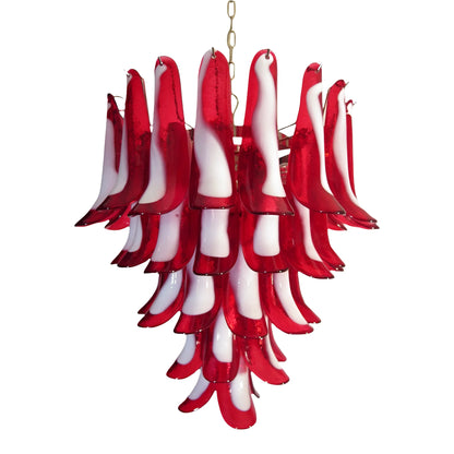 Vintage Red Murano Petals Chandelier - - Chandelier