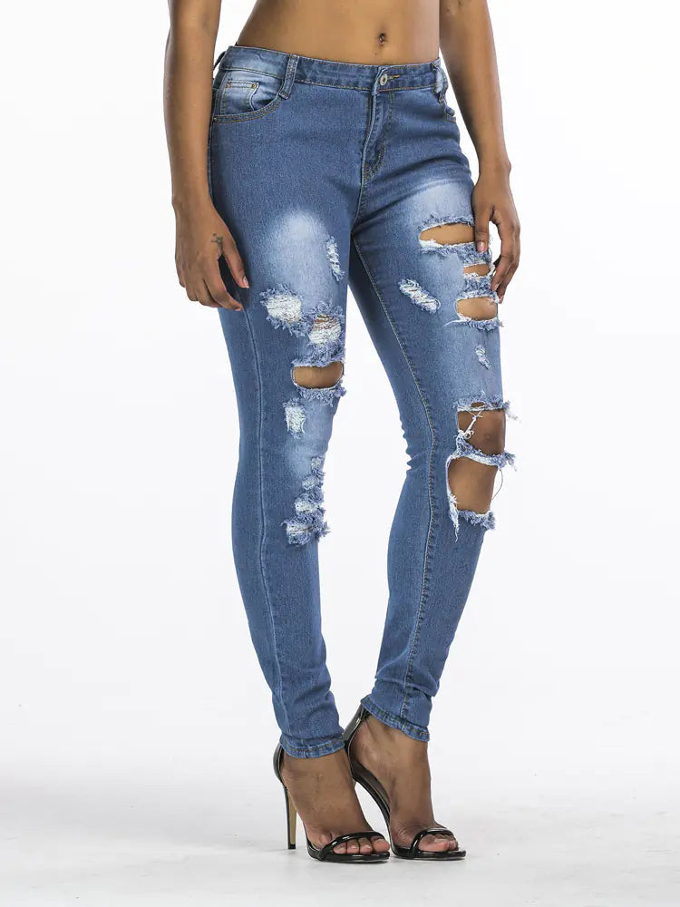 Ripped Denim Trousers and Stylish Feet Pants - Kia Day Design