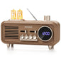 Bingxue Vintage Clock Radio FM with Bluetooth Speaker Portable Retro Radios with 2 Warm Light Strong Reception and Bluetooth 5.4 Fast Connectivity Transistor Plug in Wall for Home Kitchen Cafe Kia Day Design