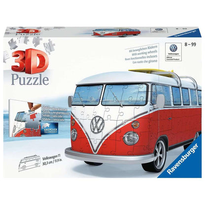 Volkswagen T1 Bus Surfer 187 Piece 3D Jigsaw Puzzle Ravensburger - - Jigsaw Puzzle