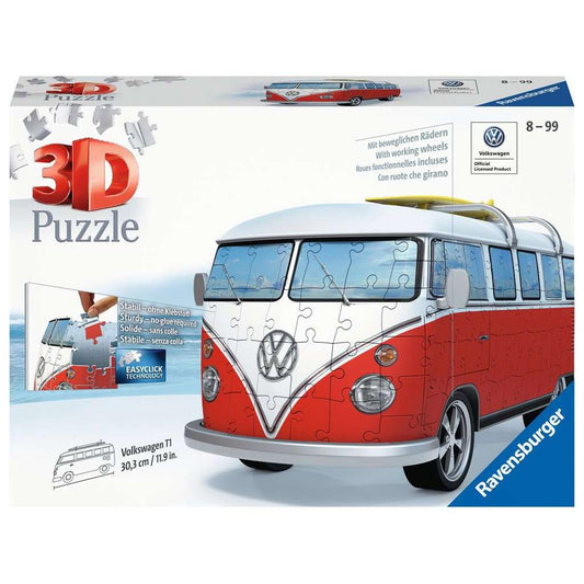 Volkswagen T1 Bus Surfer 187 Piece 3D Jigsaw Puzzle Ravensburger - - Jigsaw Puzzle