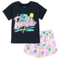 Barbie Big Girls T-Shirt and French Terry Dolphin Shorts Outfit Set Logo Pink/Black/Graffiti 10-12