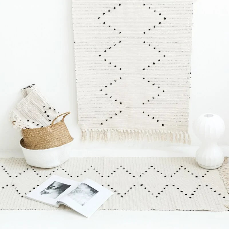 Floor Geometric Weave Thread Rug