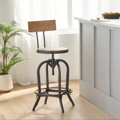 Adjustable Height Wooden Swivel Stools - Kia Day Design