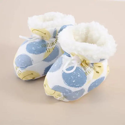 Warm Fur Baby Boots Blue Smiley