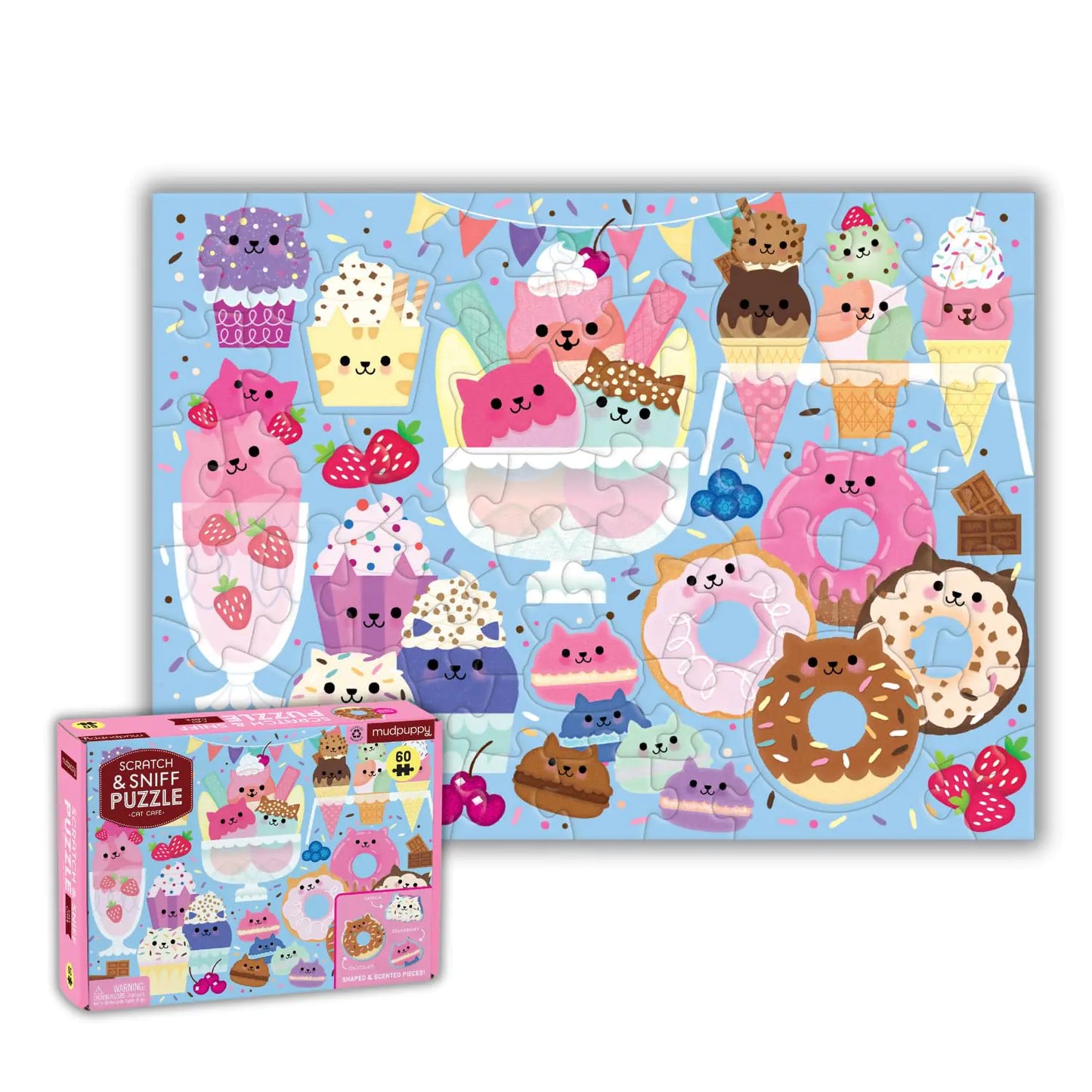 Mudpuppy Cat Cafe 60 Piece Scratch & Sniff Puzzle - Cat Café - puzzle