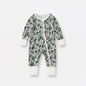 Bamboo Fiber Baby Zippered Romper Green floral 18-24M 90cm