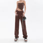 Coffee Color Straight High Street Trend Pants Kia Day Design