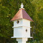 White Two Story Songbird BirdHouse with Copper Colored Roof - Made in USA - - Outdoor > Outdoor Decor > Bird Houses