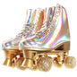 JajaHoho Champagne Gold Holographic High Top PU Leather Roller Skates - Champagne Gold US 7 - skates