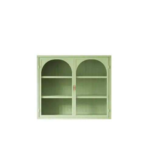 Green Double Door Arched Glass Wall Cabinet - Kia Day Design