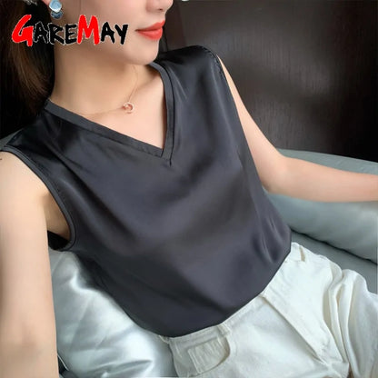 Women's Sleeveless Satin Blouse - Kia Day Design
