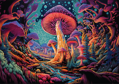 Trippy Puzzle Co - 1000 Piece Mystical Mushrooms Jigsaw Puzzle - - puzzle