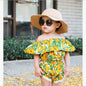 Adorable Ruffle Baby Spring Rompers yellow green 1 Piece