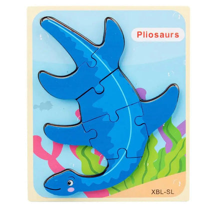 Wooden 3D Montessori Dinosaur Jigsaw Puzzles Pliosaurs