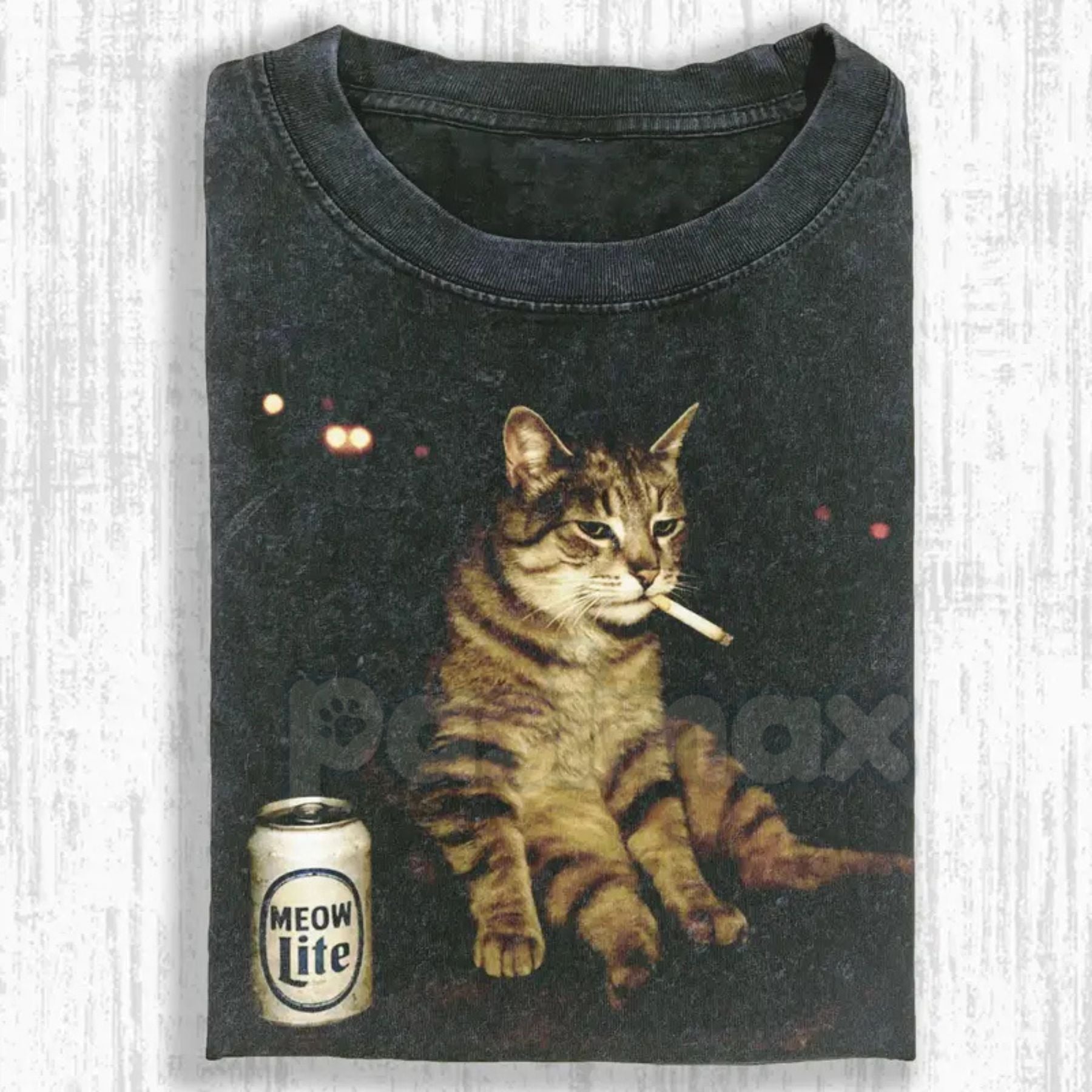 Wacky Cat Printed Design Unisex Oversized T-Shirt – Vintage Washed Graphic Crew Neck Tee- Pasimax- {{Product type}}