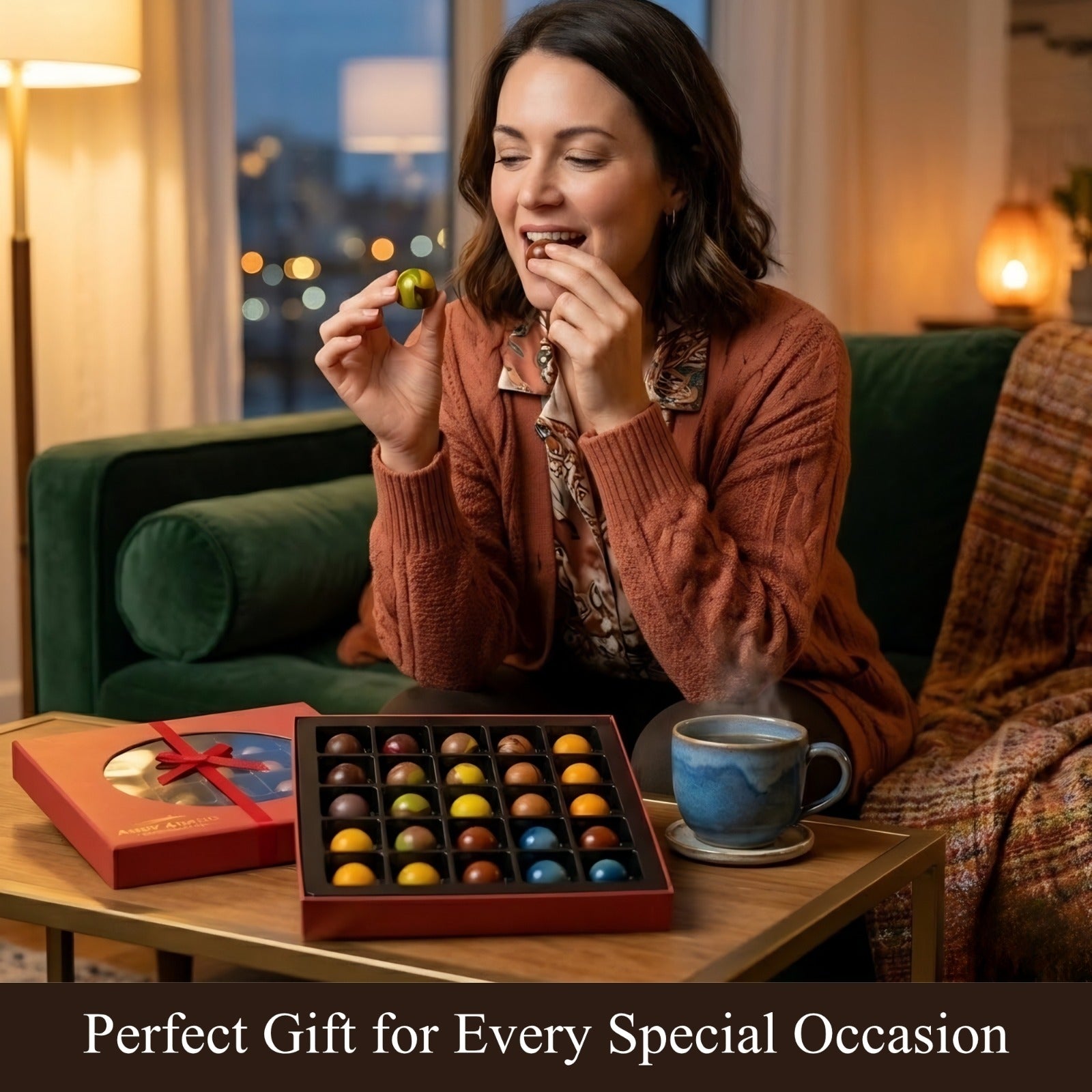 Andy Anand Monet Chocolate Bonbons Gift Box, 25 pc, 6.52 oz – Gluten-Free Belgian Truffles & Pralines, Birthday & Holiday Gift Collection - - Food & Beverages > Desserts & Sweets > Chocolate
