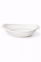 Ceramic Oval Basket – Hand-Woven Dish in White, Beige & Pink Glazed Porcelain - White - Bowl