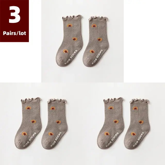 3 Pairs of Anti-Slip Childrens Socks - Kia Day Design