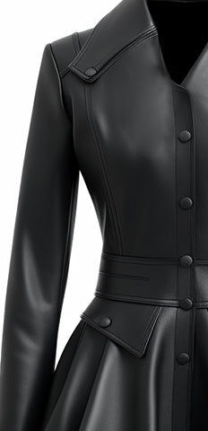 Women Black Peplum Leather Jacket - - Women