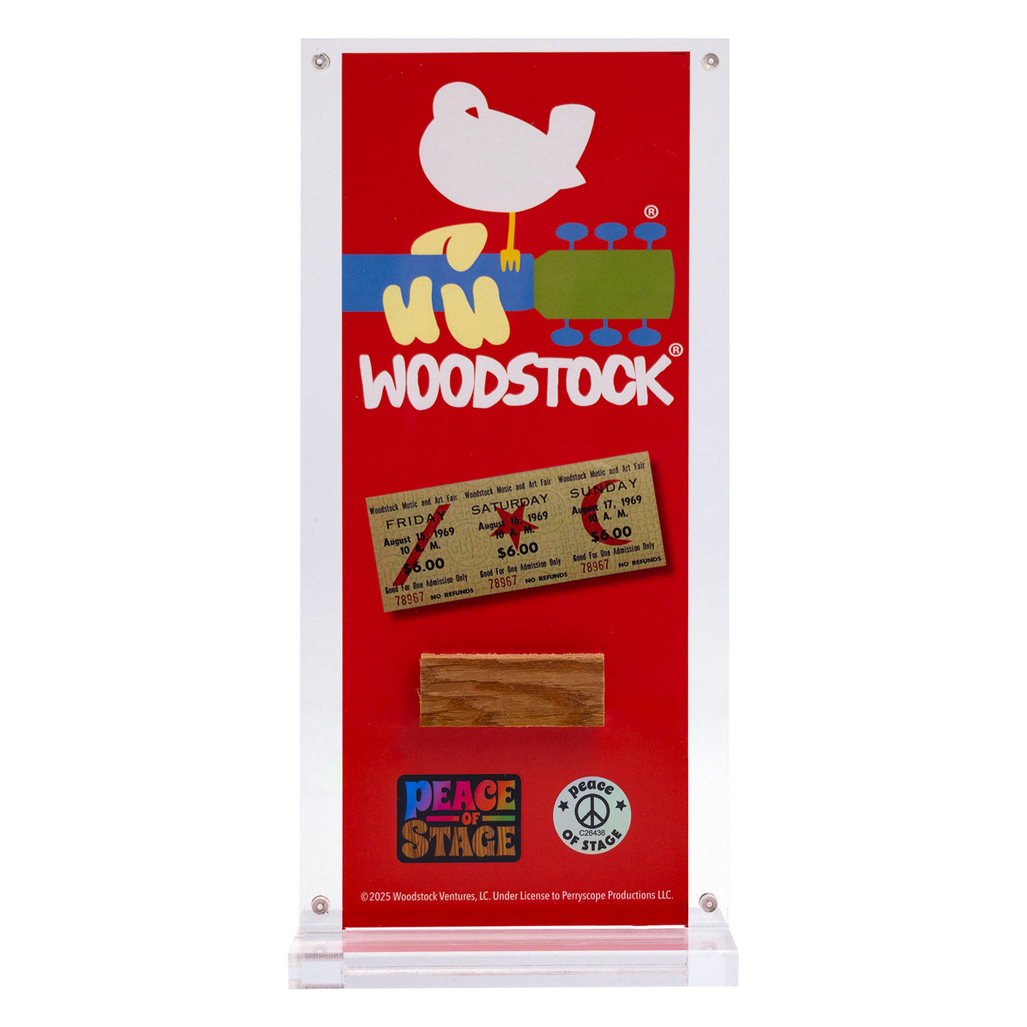 Woodstock Logo Peace of Stage - Acrylic Frame- Peace Of Stage LLC- {{Product type}}