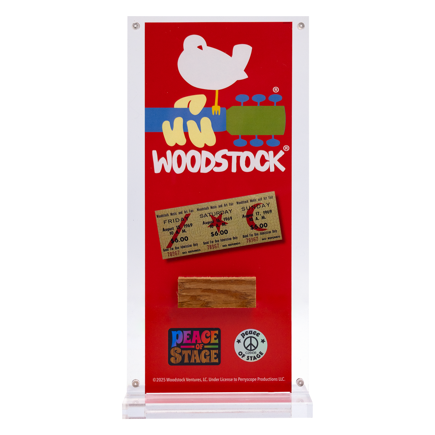 Woodstock Logo Peace of Stage - Acrylic Frame- Peace Of Stage LLC- {{Product type}}