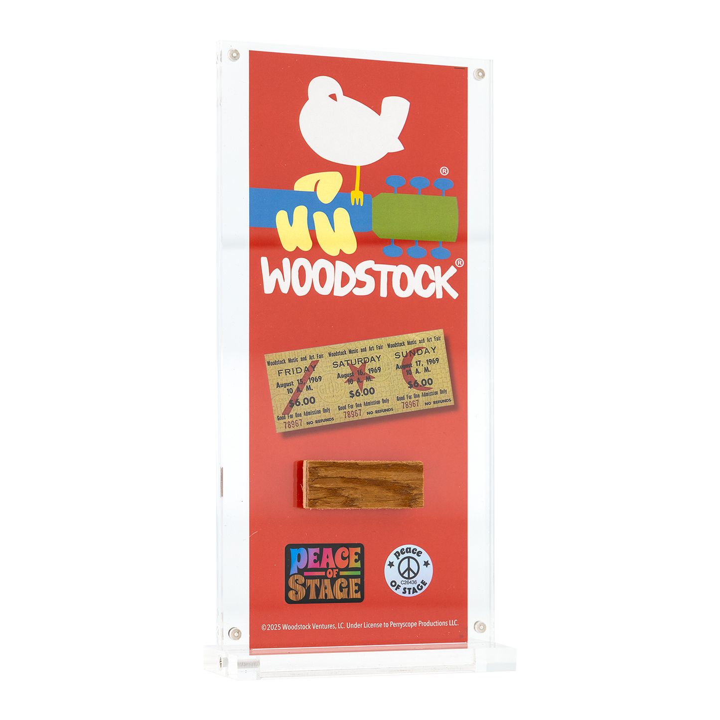 Woodstock Logo Peace of Stage - Acrylic Frame- Peace Of Stage LLC- {{Product type}}
