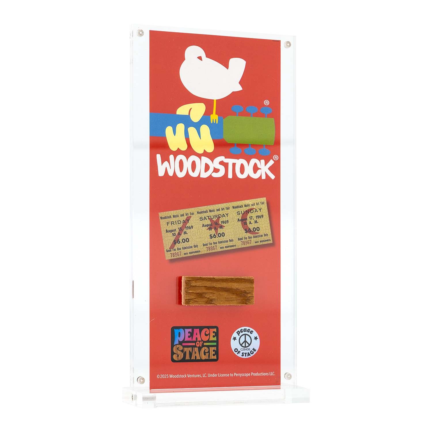 Woodstock Logo Peace of Stage - Acrylic Frame- Peace Of Stage LLC- {{Product type}}